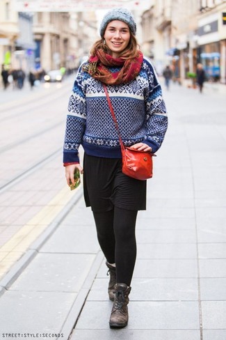 Red Print Scarf Outfits For Women: 