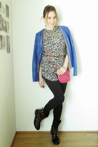 White and Black Leopard Button Down Blouse Outfits In Their 30s: 