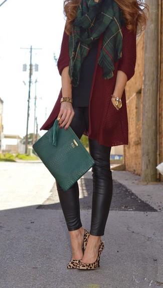 Burgundy Open Cardigan Outfits For Women: 