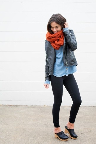 Orange Knit Scarf Outfits For Women: 