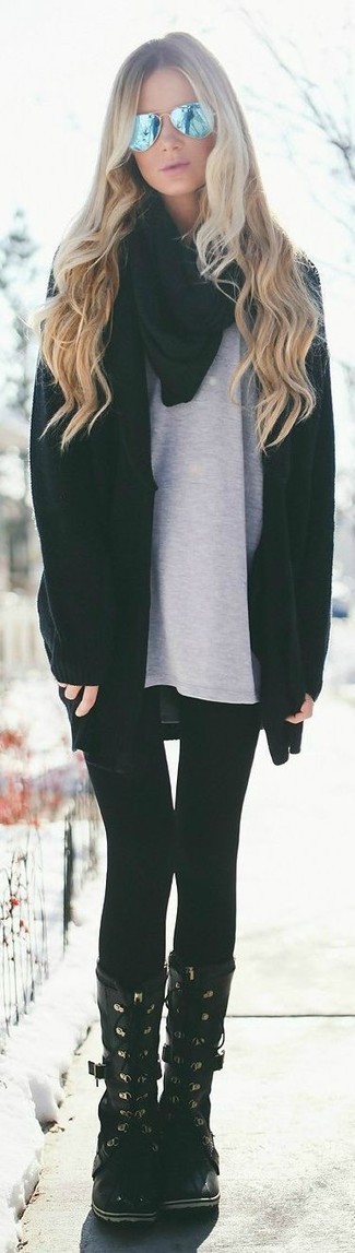 Black Open Cardigan Outfits For Women: 