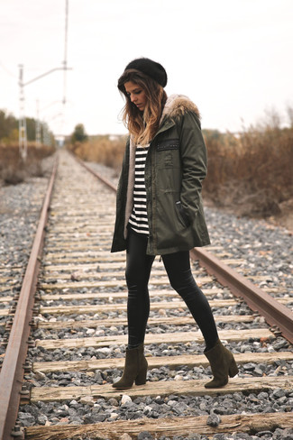 Olive Suede Ankle Boots Chill Weather Outfits: 