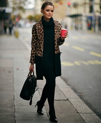 Camel Leopard Coat Outfits For Women: 