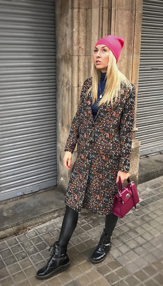 Black Floral Coat Chill Weather Outfits For Women: 