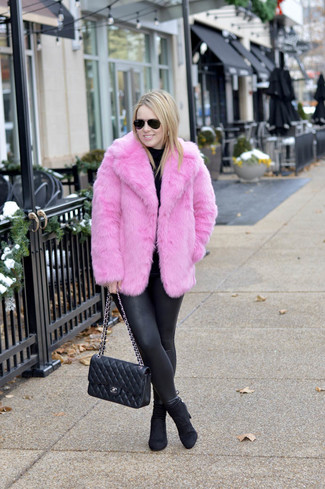 Hot Pink Fur Jacket Outfits: 
