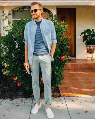 White Slip-on Sneakers Outfits For Men: 
