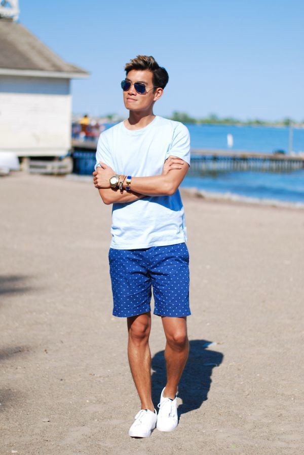 How to Wear Blue Polka Dot Shorts (3 looks) | Men's Fashion