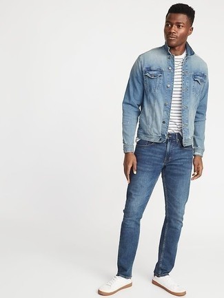 Brand Denim Jacket In Slim Fit With Stonewash