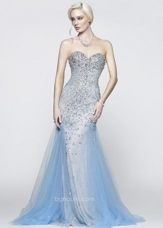 Embellished Sleeveless Maxi Dress In Soft Blue