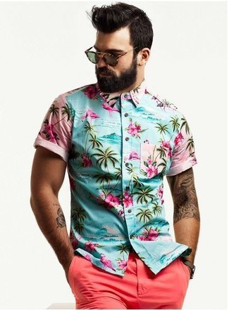 Cabana Floral Short Sleeve Button Up Organic Cotton Shirt