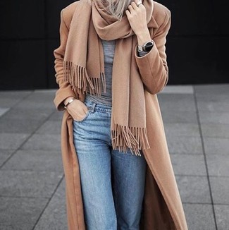 Tan Scarf Outfits For Women: 