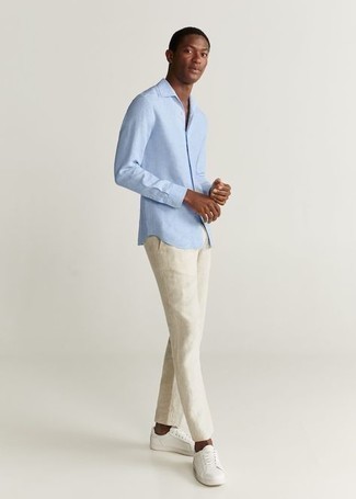 Officine Generale Julian Slim Fit Gart Dyed Cotton And Linen Blend