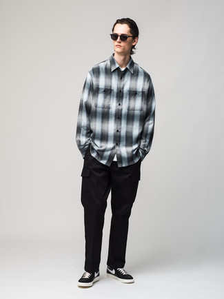 Multicolor Check Distressed Shirt