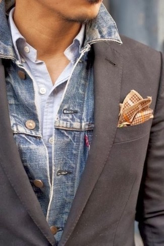 Brown Gingham Pocket Square Outfits: 