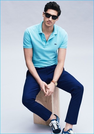 Fioroni Fioroni Knit Long Sleeve Polo Shirt Blue Size M