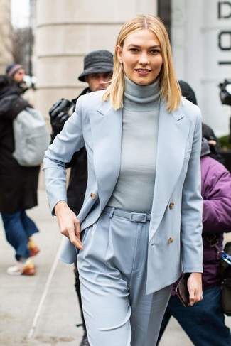 Light Blue Turtleneck Outfits For Women: 