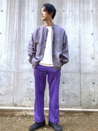Purple Polyester Lounge Pants