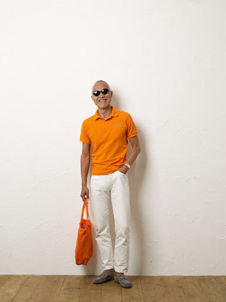 Orange Polo Outfits For Men: 