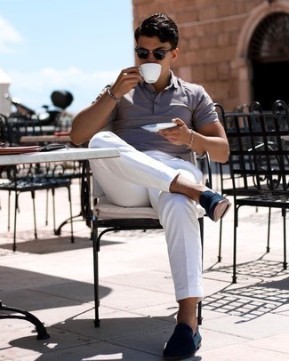 Grey Polo Outfits For Men: 
