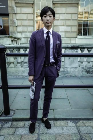Purple Tie Outfits For Men In Their Teens: 