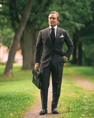 Dark Brown Suit Dressy Outfits After 40: 