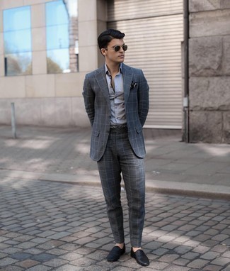 Charcoal Check Suit Outfits: 