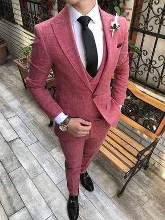 Red Three Piece Suit Outfits: 