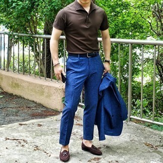 Dark Brown Polo Outfits For Men: 