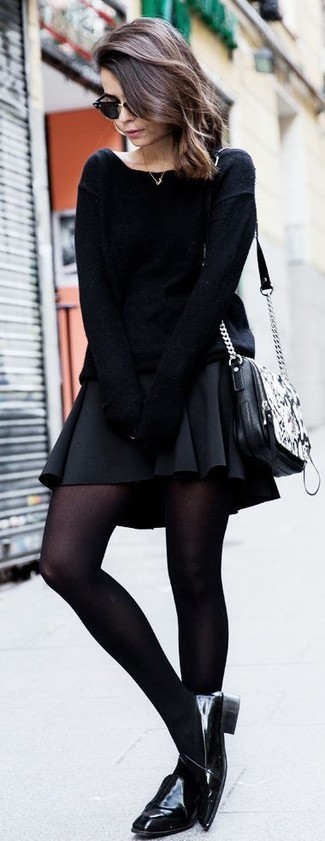 Black Skater Skirt Outfits: 