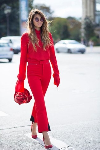 Red Flare Pants Dressy Outfits (3 ideas & outfits)