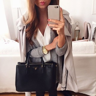 White Long Sleeve Blouse Fall Outfits: 