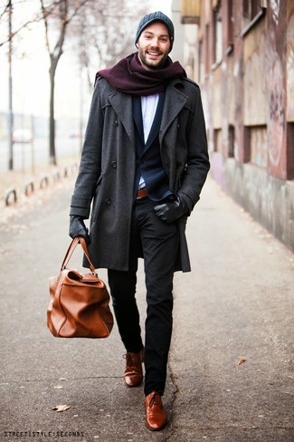 Brown Leather Oxford Shoes Winter Outfits: 