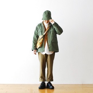 Olive Bucket Hat Outfits For Men: 