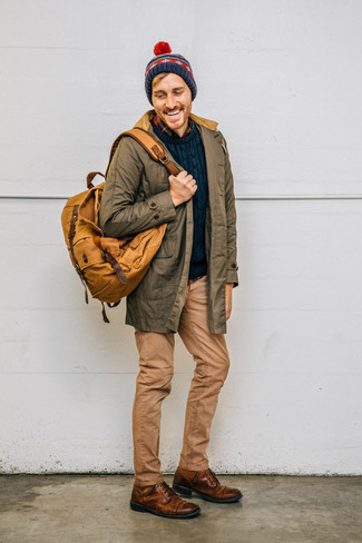 Khaki Jeans Winter Outfits For Men: 