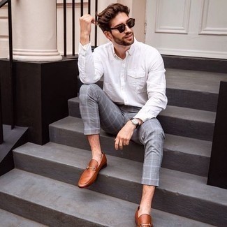Charcoal Chinos with Tobacco Leather Loafers Outfits (108 ideas ...