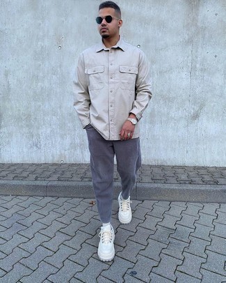 Beige Curved Up Shirt