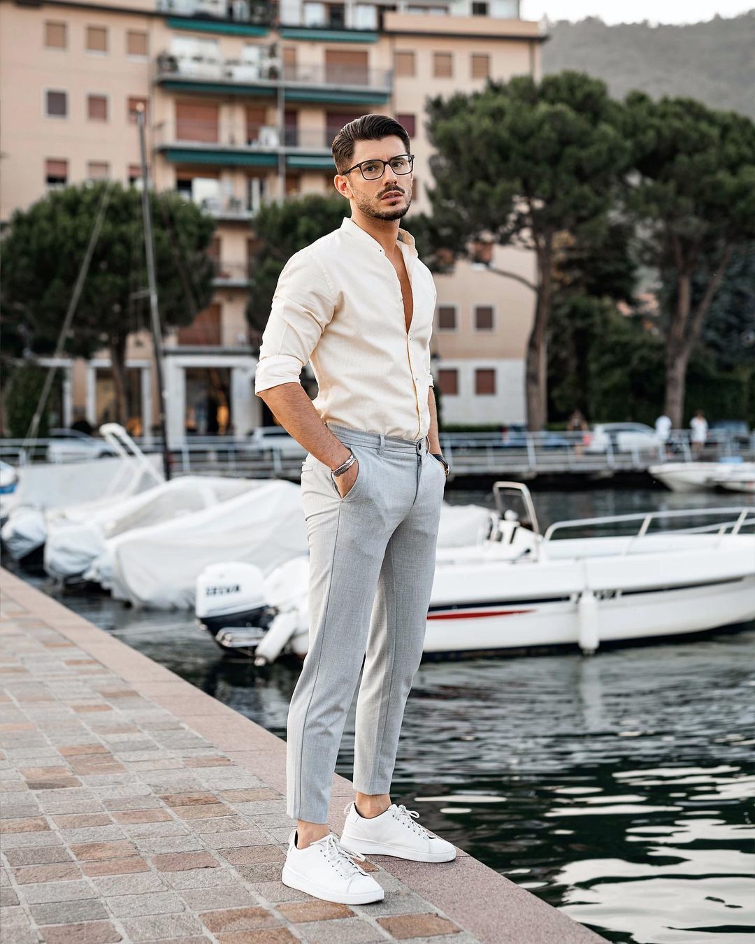 Dressing up a white tee and sneakers 🤝 Easiest way? Throw on a suit! 😂  went with seersucker to keep up with the heat here. If you ... | Instagram
