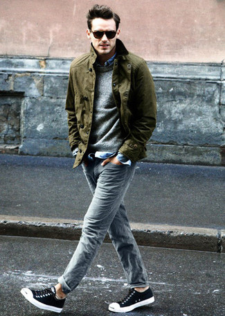 Grey Jeans Outfits For Men: 