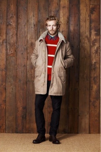 Tan Parka Outfits For Men: 