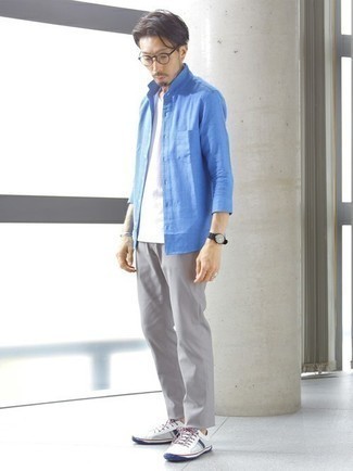 Relaxed T Shirt With Pastel Grid Roll Sleeve