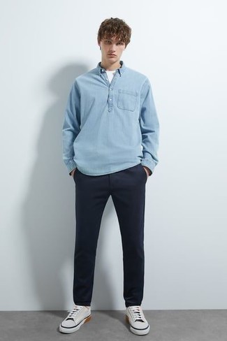 Pecos Cotton Chambray Button Up Shirt In Washed Indigo At Nordstrom