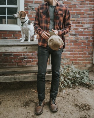 Midweight Flannel Shirt In Lodge Orange Plaid