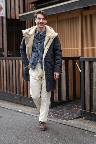 Navy Parka Cold Weather Outfits For Men: 