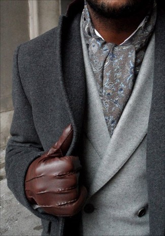 Grey Paisley Scarf Outfits For Men In Their 30s: 
