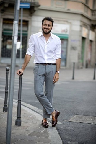 Grey Dress Pants with White Long Sleeve Shirt Outfits For Men (111 ideas &  outfits)