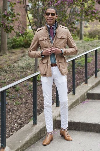 Beige Leather Brogues Outfits: 