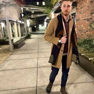 Brown Leather Snow Boots Outfits For Men: 