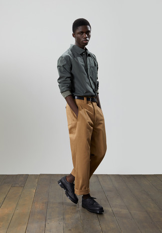 Men's Charcoal Long Sleeve Shirt, Olive Long Sleeve T-Shirt 