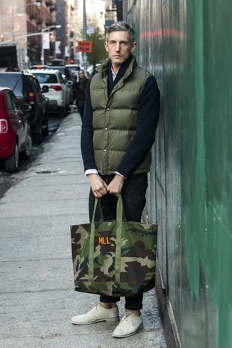 Olive Camouflage Canvas Tote Bag Outfits For Men: 