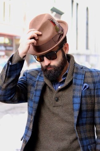 Beige Wool Hat Outfits For Men: 
